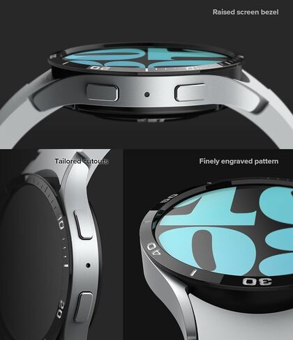 تصميم Ringke Bezel [إطار أنيق من الفولاذ المقاوم للصدأ] متوافق مع حافظة Samsung Galaxy Watch 6 (44 مم)، غطاء لاصق خفيف الوزن مضاد للخدش - 44-02 (ST) أسود in Kuwait