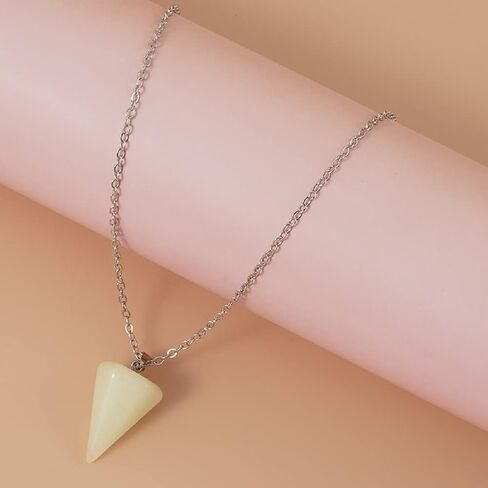 Glow in The Dark Crystal Pendant Necklace, Luminous Hexagonal Moonstone Necklace, Fluorescent Stone Necklace, Glowing Gemstone Cross Crystal Charms for Necklace (Circular) in Kuwait
