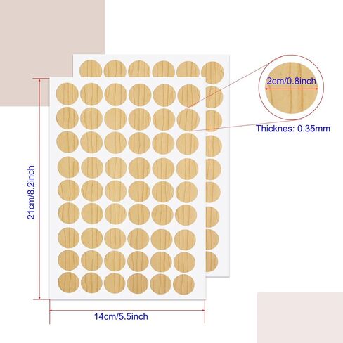 Aopin Screw Hole Stickers PVC Covers Self Adhesive, 21mm Decorative Stickers Screws Covers Caps Great for Wooden Furniture Wardrobe Cabinet Shelf Desk Plate 2 Sheet, PC-283 Light Maple in Saudi Arabia