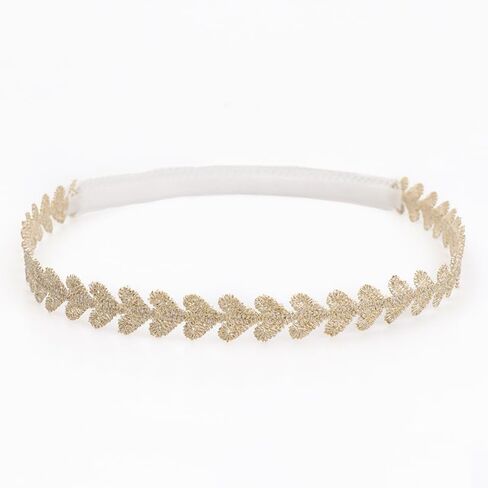 Gold Lace Elastic Headband for Baby Girl Flower Leaf Stretch Toddler Hairband Soft Lace Hair Accessories for Infants Toddlers Kids (Leaf and Rhinestone) in Saudi Arabia