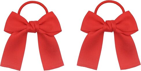 Baby Girl Toddlers Hair Bows Elastic Hair Tie Accessories Girls Teens Kids Bow Ponytail Holder Rubber Hair Bands - Set of 2 (Pink) in Saudi Arabia