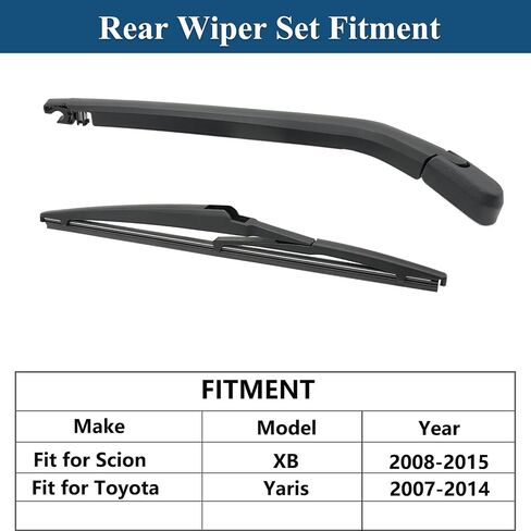 Rear Windshield Wipers Blade Arm Set for Scion XB 2008-2015,Toyota Yaris 2007-2014 Back Glass Wiper Arm Blade Replacements All Seasons Fit, Replacement OE: 85241-12130, 85242-52040 in Saudi Arabia