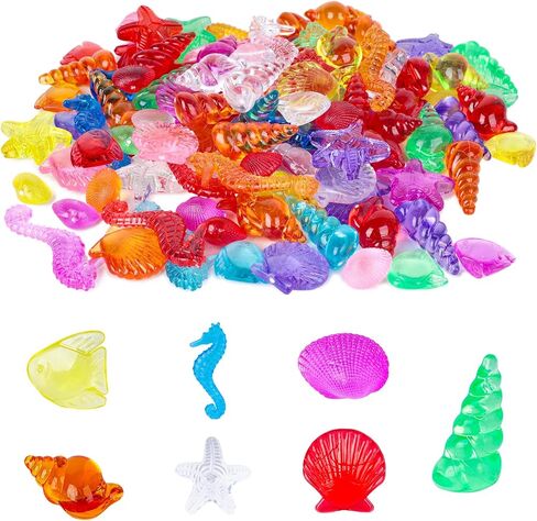 DomeStar 1LB Diving Gem Pool Toys, 120-125PCS Kids Diving Toys Marine Animal Underwater Acrylic Gemstones Set for Kids Swimming Pool Party Favors in Saudi Arabia