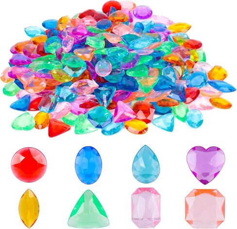 DomeStar 1LB Diving Gem Pool Toys, 120-125PCS Kids Diving Toys Marine Animal Underwater Acrylic Gemstones Set for Kids Swimming Pool Party Favors in Saudi Arabia