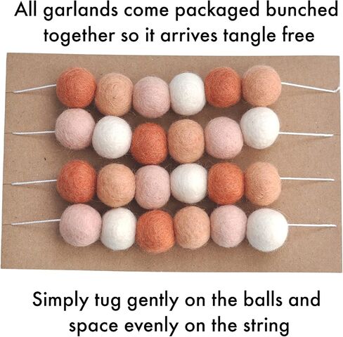 6 foot Rainbow Felt Ball Garland - 24 wool balls in Saudi Arabia
