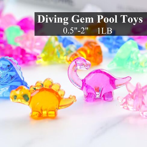 DomeStar 1LB Diving Gem Pool Toys, 120-125PCS Kids Diving Toys Marine Animal Underwater Acrylic Gemstones Set for Kids Swimming Pool Party Favors in Saudi Arabia