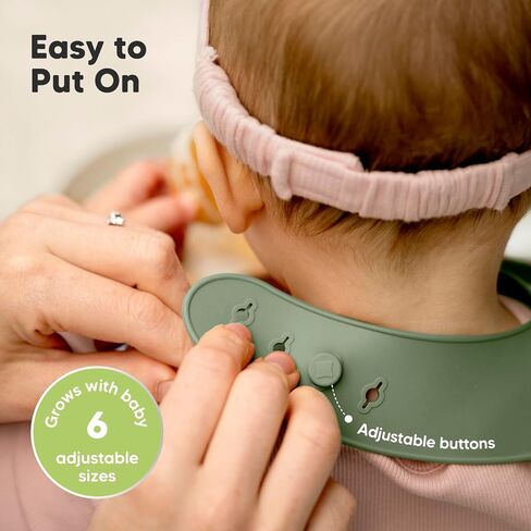 KeaBabies 2-Pack Silicone Bibs For Babies 12-Pack Glass Baby Food Freezer Containers - Silicone Baby Bibs for Eating, 4oz Containers with Lids, Food-Grade Pure Silicone Bib in Saudi Arabia