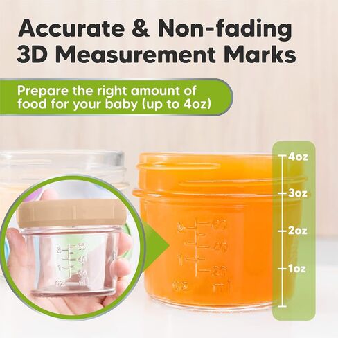 KeaBabies 2-Pack Silicone Bibs For Babies 12-Pack Glass Baby Food Freezer Containers - Silicone Baby Bibs for Eating, 4oz Containers with Lids, Food-Grade Pure Silicone Bib in Saudi Arabia