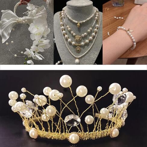 1200 قطعة 15 لونًا متدرجًا من اللؤلؤ الصناعي وخرز لؤلؤ ABS ناعم وخرز قوس قزح لصنع المجوهرات بنفسك أقراط وقلائد وأساور (قطر 6 مم) in Kuwait