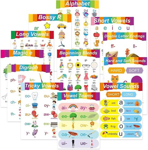 ceiba tree 12 English Phonics Language Posters Kindergarten Preschool Arts Skills Learning Poster for Kids Classroom Decorations Home School Supply in Saudi Arabia