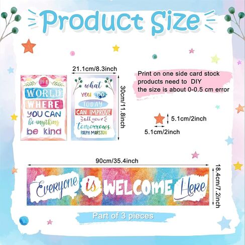 33 Pcs Watercolor Classroom Bulletin Board Decor Set Everyone is Welcome Here Poster Watercolor Positive Poster Inspiring Quote Poster Motivational Work Posters for Classroom Office Bedroom Farmhouse in Saudi Arabia