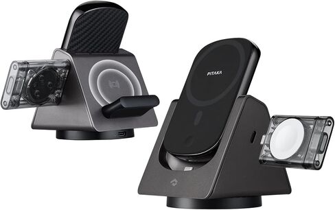 قاعدة شحن PITAKA 3 في 1، قاعدة شحن Apple لأجهزة iPhone 15/14/13/12، وAir Pods Pro/3/2، وساعة Apple مع حزمة بطارية Magsafe المحمولة [MagEZ Slider 2] in Kuwait