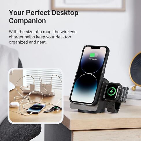 قاعدة شحن PITAKA 3 في 1، قاعدة شحن Apple لأجهزة iPhone 15/14/13/12، وAir Pods Pro/3/2، وساعة Apple مع حزمة بطارية Magsafe المحمولة [MagEZ Slider 2] in Kuwait