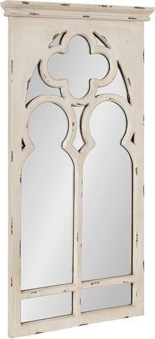 Kate and Laurel Mirabela Farmhouse Casual Wood Framed Decorative Arch Wall Mirror, White in Saudi Arabia