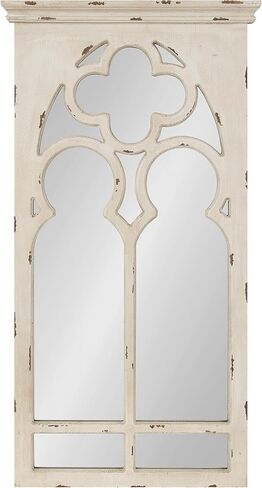 Kate and Laurel Mirabela Farmhouse Casual Wood Framed Decorative Arch Wall Mirror, White in Saudi Arabia