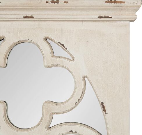 Kate and Laurel Mirabela Farmhouse Casual Wood Framed Decorative Arch Wall Mirror, White in Saudi Arabia