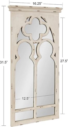 Kate and Laurel Mirabela Farmhouse Casual Wood Framed Decorative Arch Wall Mirror, White in Saudi Arabia