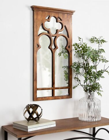 Kate and Laurel Mirabela Farmhouse Casual Wood Framed Decorative Arch Wall Mirror, White in Saudi Arabia