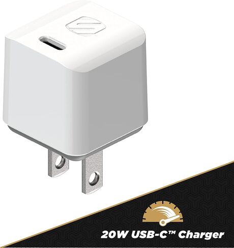 Scosche HPDC20-SP Fast Charger PowerVolt 20W Mini Cube USB-C, Wall Adapter for Phone, 4X Faster Power Charge, Portable Outlet Plug, Black in Saudi Arabia