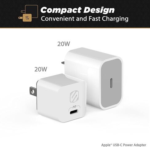 Scosche HPDC20-SP Fast Charger PowerVolt 20W Mini Cube USB-C, Wall Adapter for Phone, 4X Faster Power Charge, Portable Outlet Plug, Black in Saudi Arabia