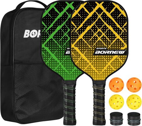 مجموعة مجاديف Pickleball مكونة من 4 مضرب كرة مخلل من الألياف الزجاجية بوزن 7.5 أونصة مع كرة خارجية/داخلية، وحقيبة كتف محمولة، ومقبض مجداف وشريط، وهدايا كرة مخلل للعائلة والأطفال والمبتدئين in Kuwait