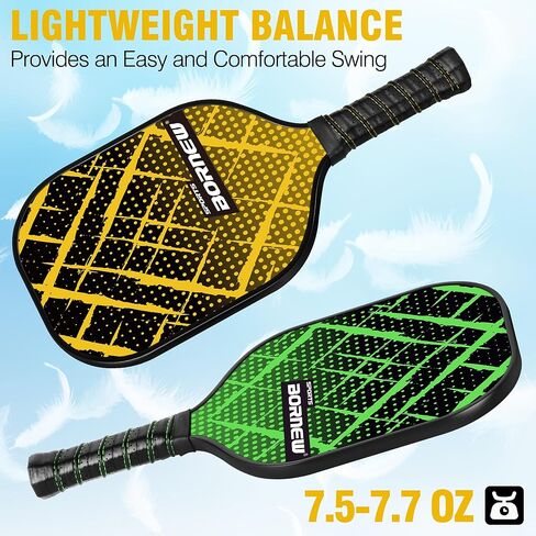 مجموعة مجاديف Pickleball مكونة من 4 مضرب كرة مخلل من الألياف الزجاجية بوزن 7.5 أونصة مع كرة خارجية/داخلية، وحقيبة كتف محمولة، ومقبض مجداف وشريط، وهدايا كرة مخلل للعائلة والأطفال والمبتدئين in Kuwait