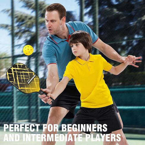 مجموعة مجاديف Pickleball مكونة من 4 مضرب كرة مخلل من الألياف الزجاجية بوزن 7.5 أونصة مع كرة خارجية/داخلية، وحقيبة كتف محمولة، ومقبض مجداف وشريط، وهدايا كرة مخلل للعائلة والأطفال والمبتدئين in Kuwait