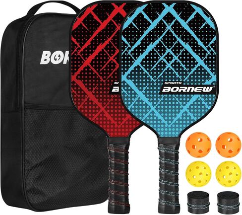مجموعة مجاديف Pickleball مكونة من 4 مضرب كرة مخلل من الألياف الزجاجية بوزن 7.5 أونصة مع كرة خارجية/داخلية، وحقيبة كتف محمولة، ومقبض مجداف وشريط، وهدايا كرة مخلل للعائلة والأطفال والمبتدئين in Saudi Arabia