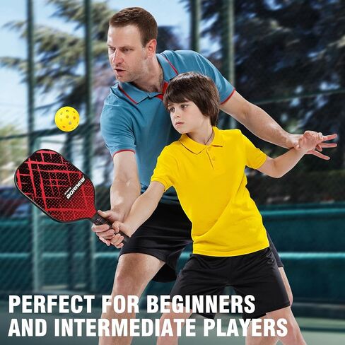 مجموعة مجاديف Pickleball مكونة من 4 مضرب كرة مخلل من الألياف الزجاجية بوزن 7.5 أونصة مع كرة خارجية/داخلية، وحقيبة كتف محمولة، ومقبض مجداف وشريط، وهدايا كرة مخلل للعائلة والأطفال والمبتدئين in Saudi Arabia