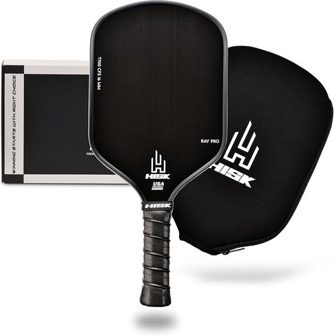 مجداف RAV PRO Pickleball - نهاية عالية 16 مم من ألياف الكربون الخام اليابانية Toray T700 CFS مع ملمس خشن ممتاز، منحنى ديناميكي ايرو، معتمد من USAPA، قبضة غير قابلة للانزلاق in Saudi Arabia