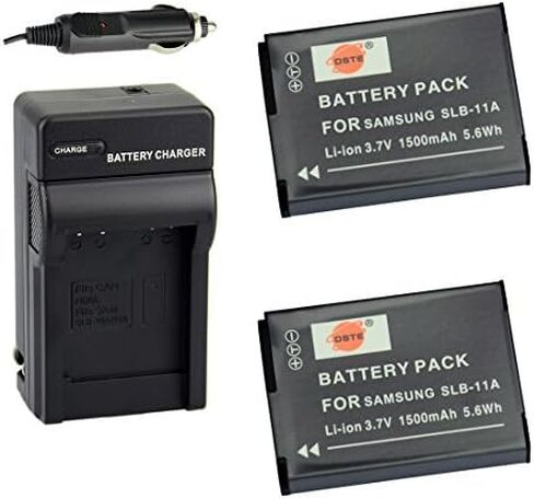 استبدال DSTE لبطارية 2X SLB-11A + محول شاحن سيارة DC23 متوافق مع Samsung WB650 WB700 WB1000 WB2000 CL65 CL80 EX1 HZ35W HZ50W ST1000 ST5000 ST5500 TL350 TL500 in Saudi Arabia