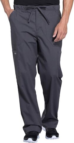 Men Scrubs Set Workwear Professionals WW695 V-Neck Top & WW190S Tapered Leg Fly Front Cargo Pant, Pewter- XL Top/XL Short Pant in Saudi Arabia