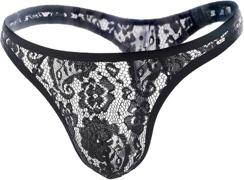 Men's Lace Thong Transparent Gstring Sexy Printing 1 Pack in Saudi Arabia