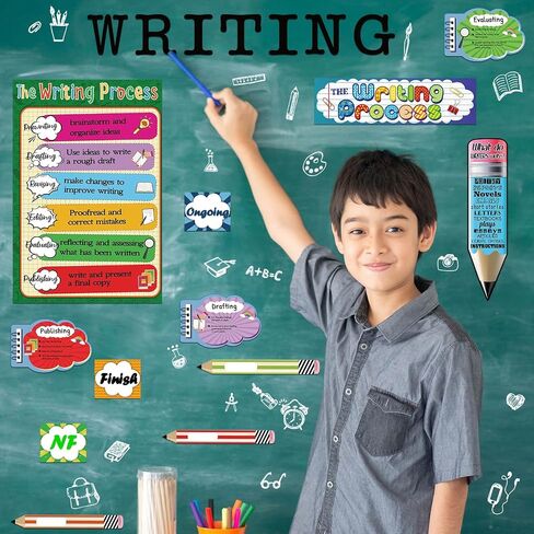 34 Pieces Writing Process Bulletin Board Decorations Writing Process Posters Learning Poster Boards Laminated Educational Learning Classroom Wall Posters Bulletin Board Decorations… in Saudi Arabia