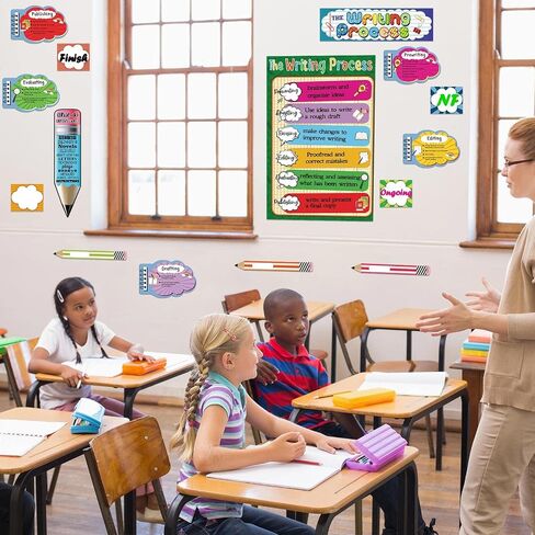 34 Pieces Writing Process Bulletin Board Decorations Writing Process Posters Learning Poster Boards Laminated Educational Learning Classroom Wall Posters Bulletin Board Decorations… in Saudi Arabia