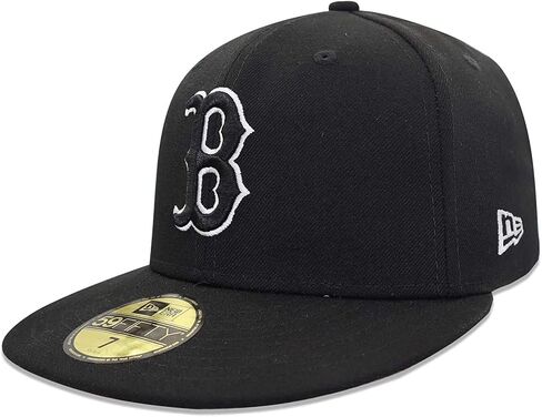 قبعة MLB Boston Red Sox Basic 59Fifty للرجال من New Era، مخطط أسود 7 3/8 in Saudi Arabia