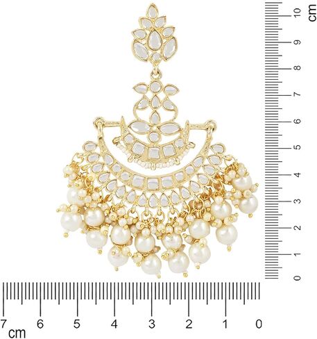 I Jewels Gold Plated Kundan Pearl Chandbali Earrings For Women And Girls in Saudi Arabia