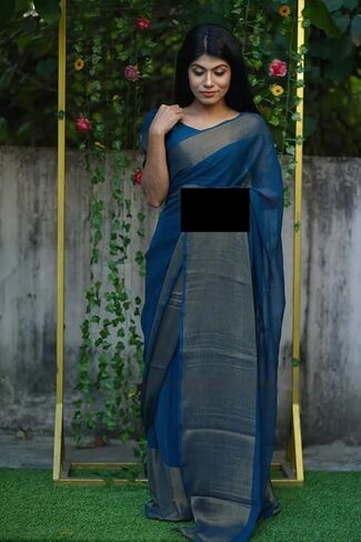 Women's Chiffon Ready To Wear one Minute Saree With Unstitched Blouse Piece in Saudi Arabia