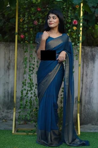 Women's Chiffon Ready To Wear one Minute Saree With Unstitched Blouse Piece in Saudi Arabia