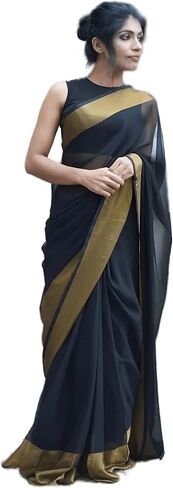 Women's Chiffon Ready To Wear one Minute Saree With Unstitched Blouse Piece in Saudi Arabia
