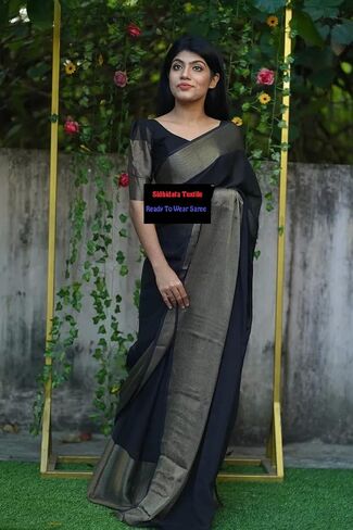 Women's Chiffon Ready To Wear one Minute Saree With Unstitched Blouse Piece in Saudi Arabia