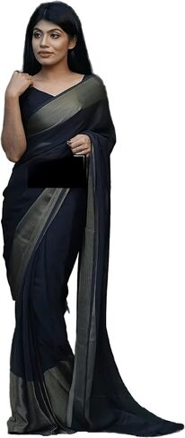 Women's Chiffon Ready To Wear one Minute Saree With Unstitched Blouse Piece in Saudi Arabia