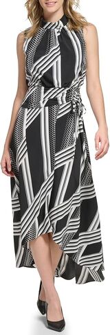 Karl Lagerfeld Paris Women's Black and White High-Low Long Dress in Saudi Arabia