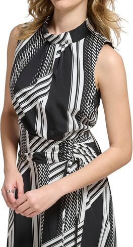 Karl Lagerfeld Paris Women's Black and White High-Low Long Dress in Saudi Arabia