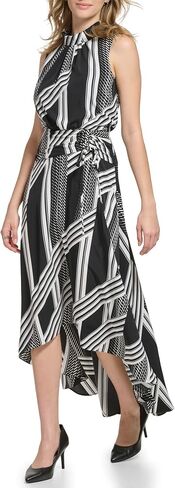 Karl Lagerfeld Paris Women's Black and White High-Low Long Dress in Saudi Arabia