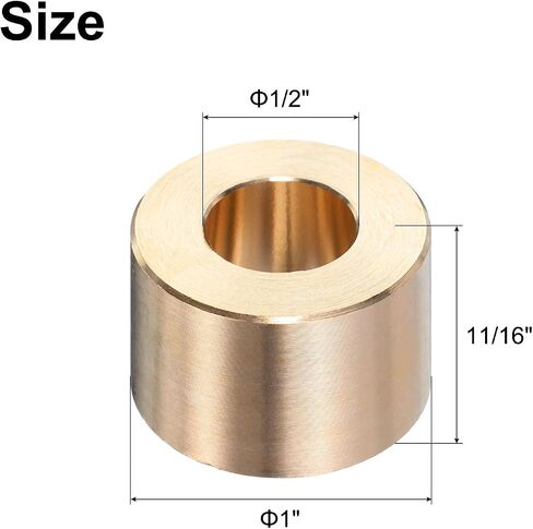 uxcell 2pcs Sleeve Bearings 1/2" Bore x 1" OD x 11/16" Length, Self-Lubricating Brass Bushings in Saudi Arabia