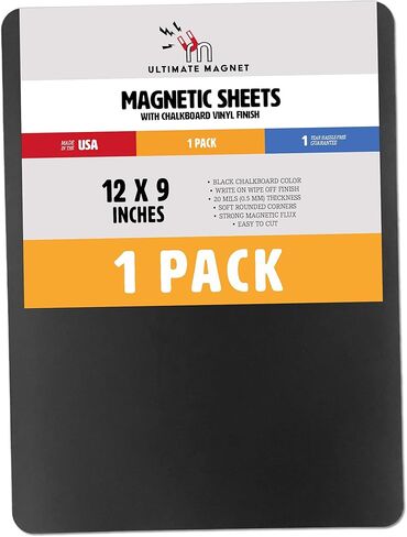 Flexible Magnetic Black Dry Erase Board Sheets - 12 Inch x9 Inch Magnetic Chalkboard for Refrigerator - 1 Pack, White in Saudi Arabia