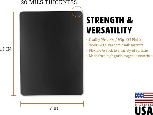 Flexible Magnetic Black Dry Erase Board Sheets - 12 Inch x9 Inch Magnetic Chalkboard for Refrigerator - 1 Pack, White in Saudi Arabia