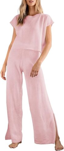 Imily Bela Women's 2 Piece Lounge Set Summer Vacation Knit Short Sleeve Shirt and Pants Pajama Sets Beach Casual Outfits in Saudi Arabia