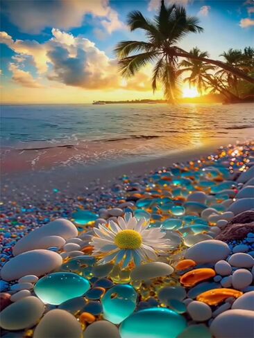 Beach Diamond Painting Kits for Adults - DIY Landscape Diamond Art Kits for Adults,5D Diamond Dots Paint with Diamonds Pictures Gem Art Kits Crafts for Adults for Home Wall Decor 12x16inch in Saudi Arabia